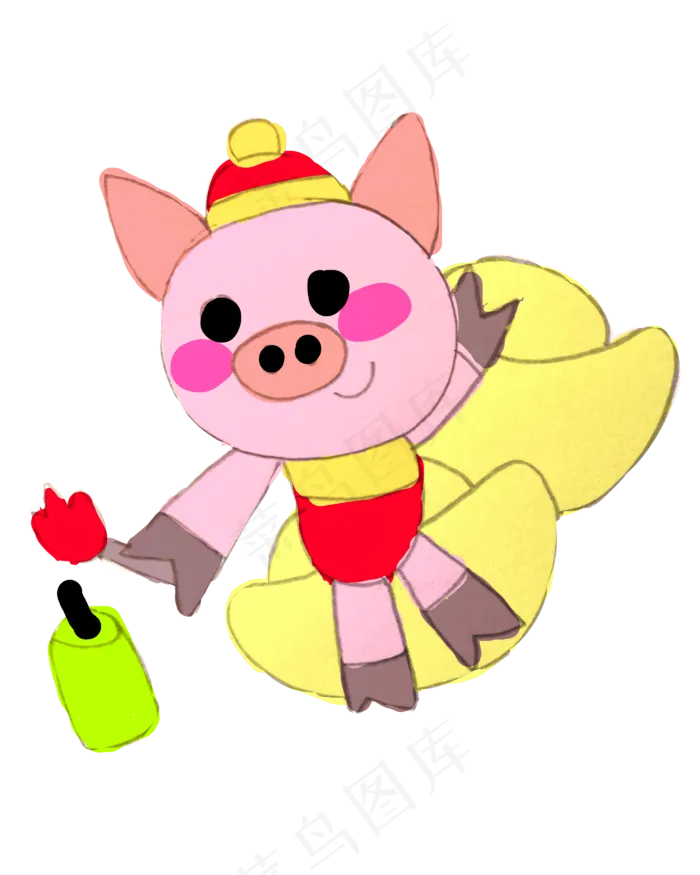 小年粉色小猪金色元宝点鞭炮,免抠元素(2800X3500(DPI:300))psd模版下载