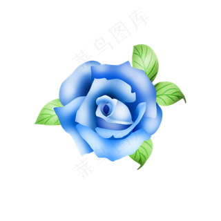 大气矢量手绘蓝色玫瑰花
