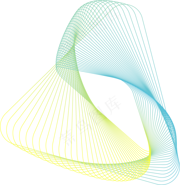 几何曲线唯美彩色图案元素,免抠元素