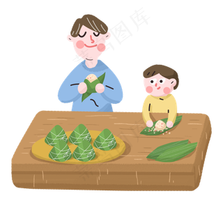 端午节粽子家人一起包粽子