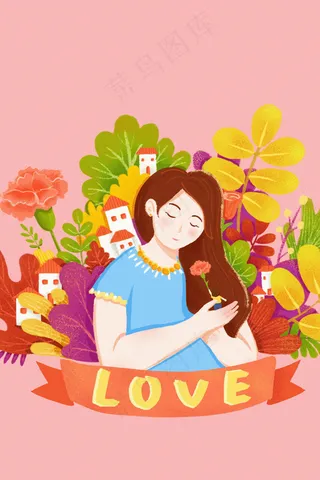 粉色温馨花朵母亲节