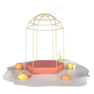 C4D立体电商舞台小物件装饰元素,免抠元素