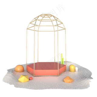 C4D立体电商舞台小物件装饰元素,免抠元素