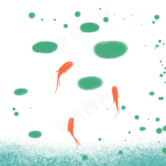 中国风水墨荷叶锦鲤,免抠元素(2000*2000px 300 dpi )psd模版下载