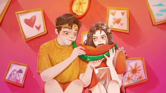 情人节情侣温馨插图