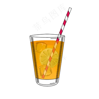 冰块橙子果汁饮料PSD透明底