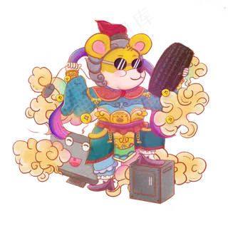 2020鼠年电脑老鼠门神喜庆吉祥科�,免抠元素