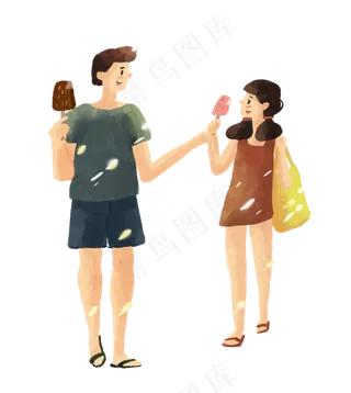 夏日小暑情侣一起吃冰棒