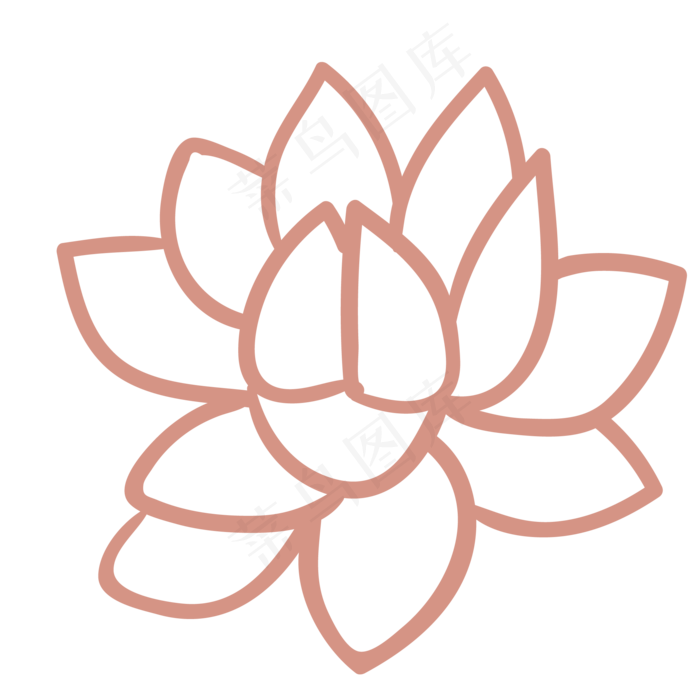 手绘简笔荷花免抠图