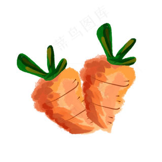 水彩风格蔬菜胡萝卜两只