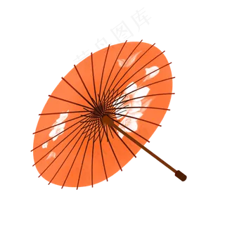 黄色卡通古代雨伞,免抠元素