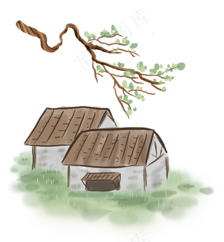 中国画古风房屋,免抠元素