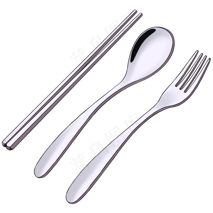 一套不锈钢的餐具(3000X3000(DPI:132))psd模版下载