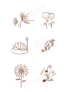 手绘花线稿商用素材