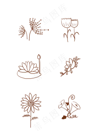 手绘花线稿商用素材