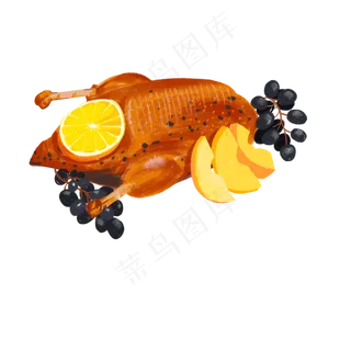 烧鸭桔子水果免抠图