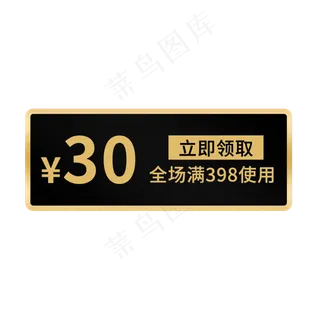30元优惠券黑金风电商标签