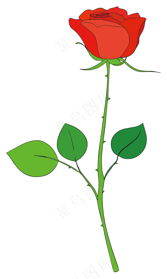 矢量花卉红色玫瑰(3000X3000(DPI:300))ai矢量模版下载