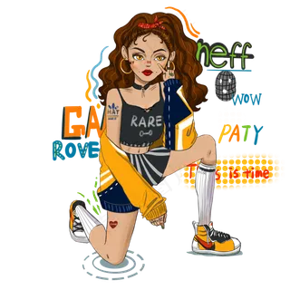 街头少女嘻哈年轻文化青春,免抠元素