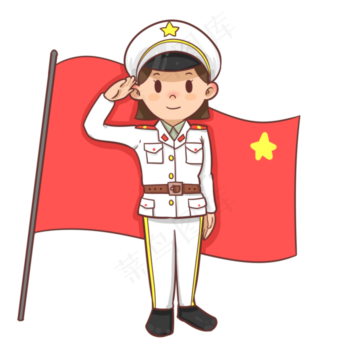 八一建军节站在红旗下的女兵(2000X2000(DPI:299))psd模版下载