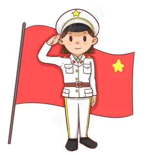 八一建军节站在红旗下的女兵