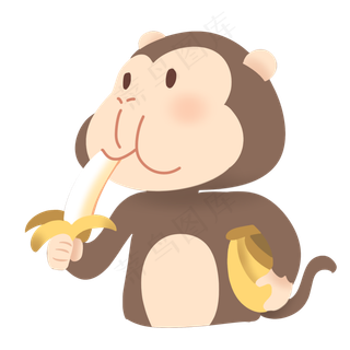 可爱猴子吃香蕉