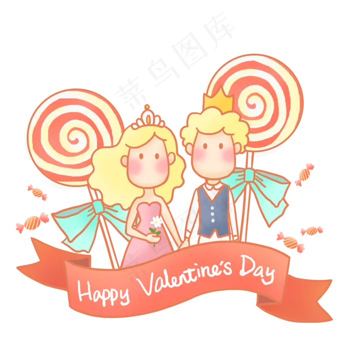 手绘情人节马卡龙色系PNG免抠(2000X2000(DPI:300))psd模版下载