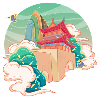 河南洛阳第一楼古风,免抠元素