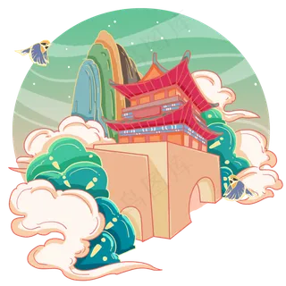 河南洛阳第一楼古风,免抠元素