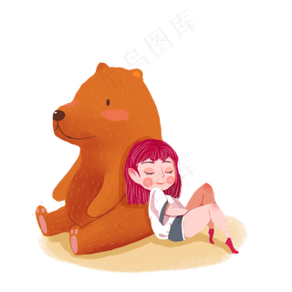儿童节玩具熊女孩png素材