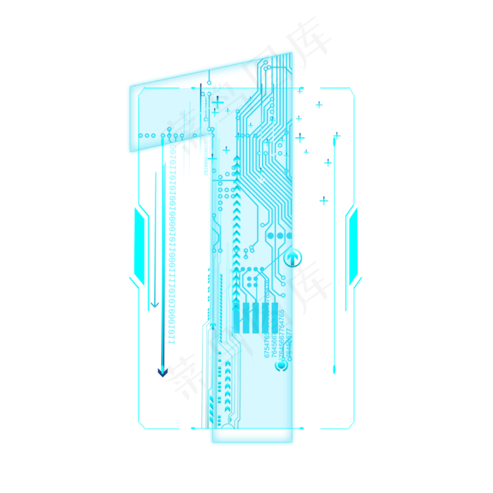 蓝色科技线条PSD数字1(2000*2000px 	      )psd模版下载