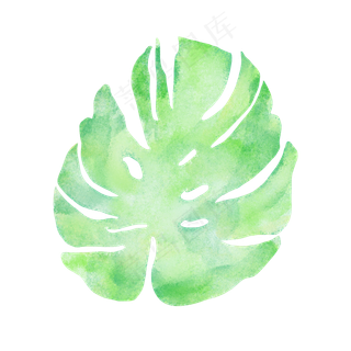 春天绿色水彩树叶,免抠元素