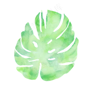 春天绿色水彩树叶,免抠元素