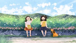 夏天小暑一起吃冰棒零食场景