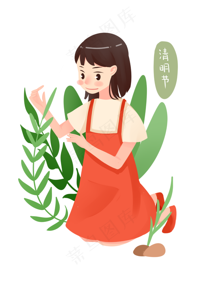 清明节漂亮的小女孩(2480X3508(DPI:299))psd模版下载