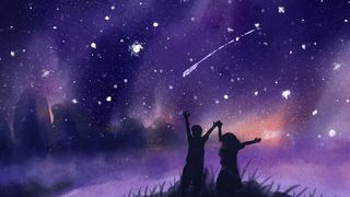 唯美星空下的情侣看流星