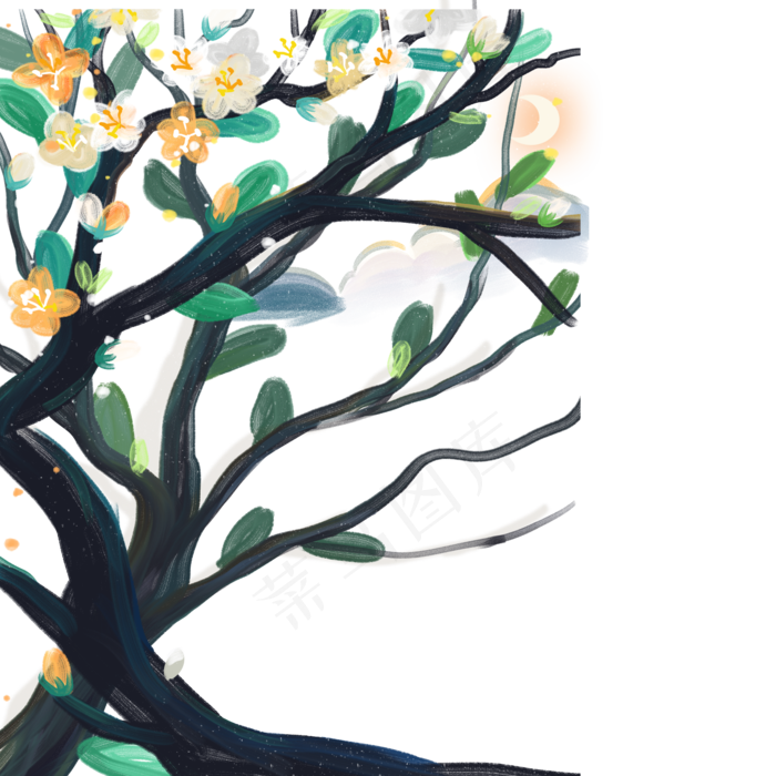 桃花花开(2000X2000(DPI:300))psd模版下载