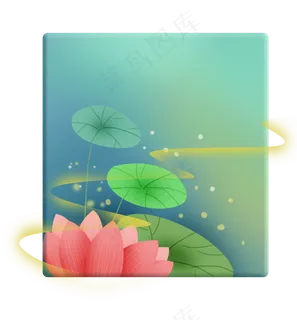 莲花荷塘方形文本框