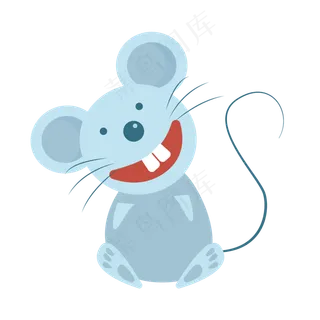 简约扁平卡通可爱动物老鼠矢量元,免抠元素