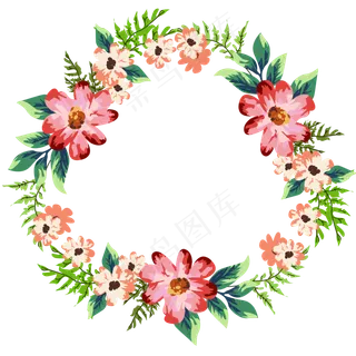 春天粉色玫瑰花环