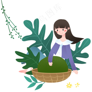 清明节青团女孩