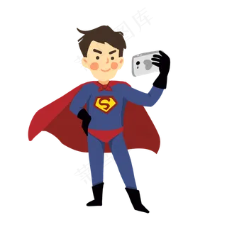 爱自拍的超人老爸手绘素材