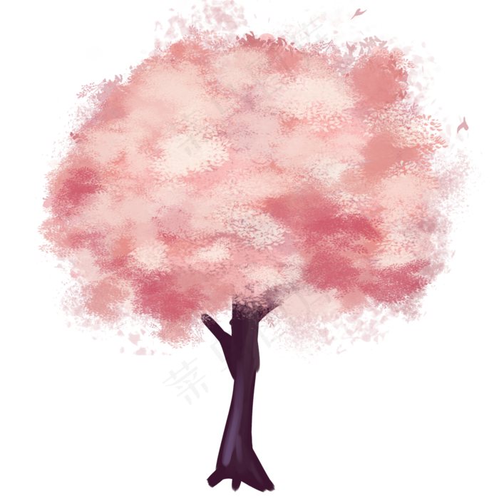 粉色的樱花装饰插画,免抠元素