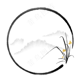 中国风水墨兰花边框