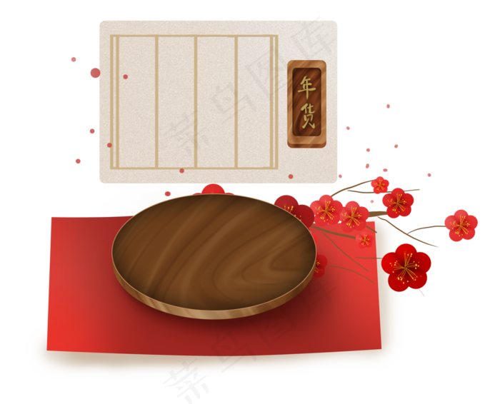 春节中国风年货木质文字框展架,免抠元素(4682*3788px 300 dpi )psd模版下载