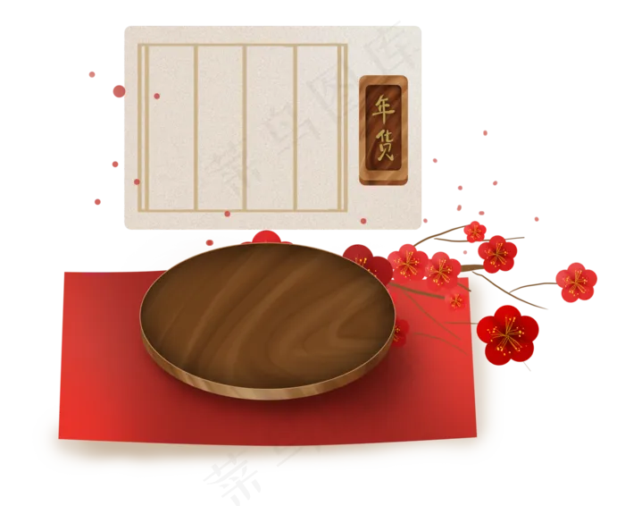春节中国风年货木质文字框展架,免抠元素(4682*3788px 300 dpi )psd模版下载