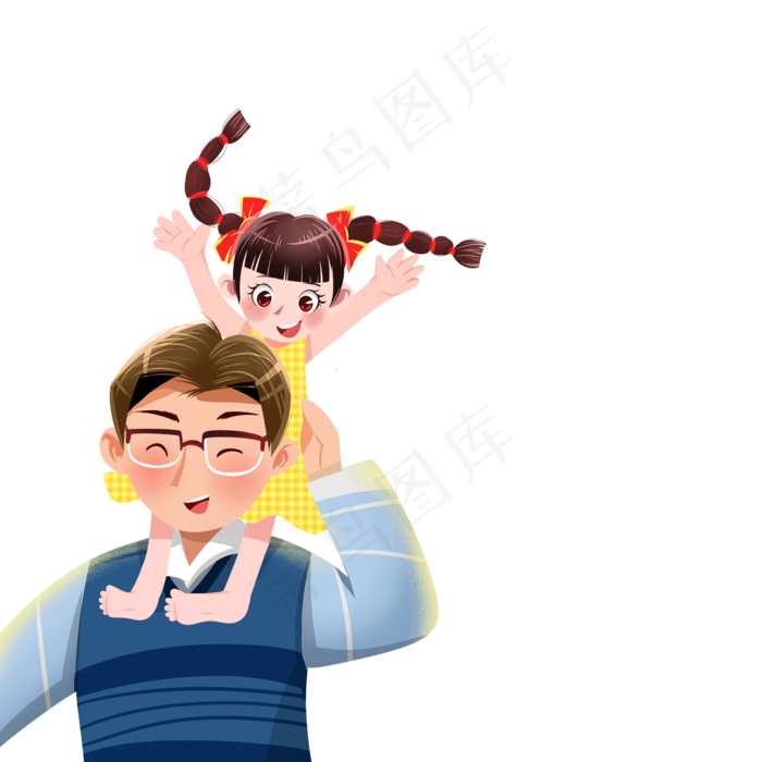 卡通爸爸背着女孩(2000X2000(DPI:300))psd模版下载
