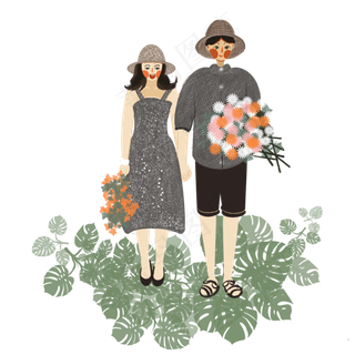 相约520手拉手约会的小情侣