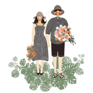 相约520手拉手约会的小情侣