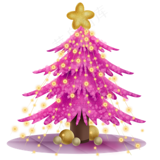 粉色圣诞树灯,免抠元素